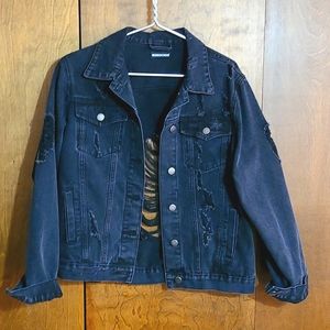 Momokrom black denim jacket heavily distressed!